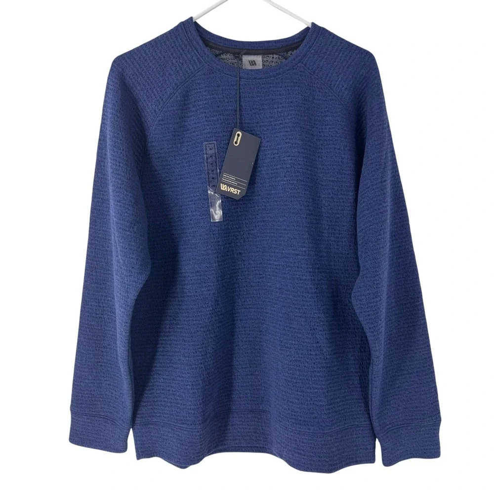 VRST Mens Recharge Lunar Crew Neck Sweatshirt Dark  Blue Textured UPF 50+ M NEW